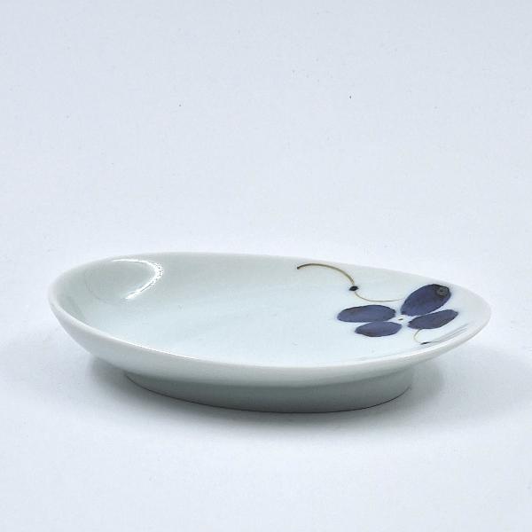 Teller klein oval Karin blau Porzellan für Sojasauce