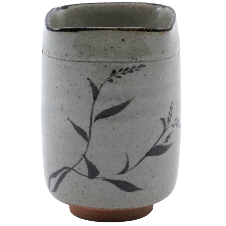 Okamoto Karatsu kleine Teetasse grau, Schildmotiv - 0