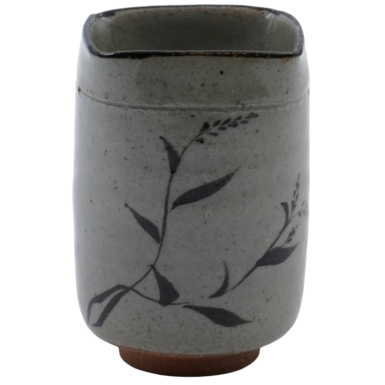 Okamoto Karatsu small teacup grey, shield motif