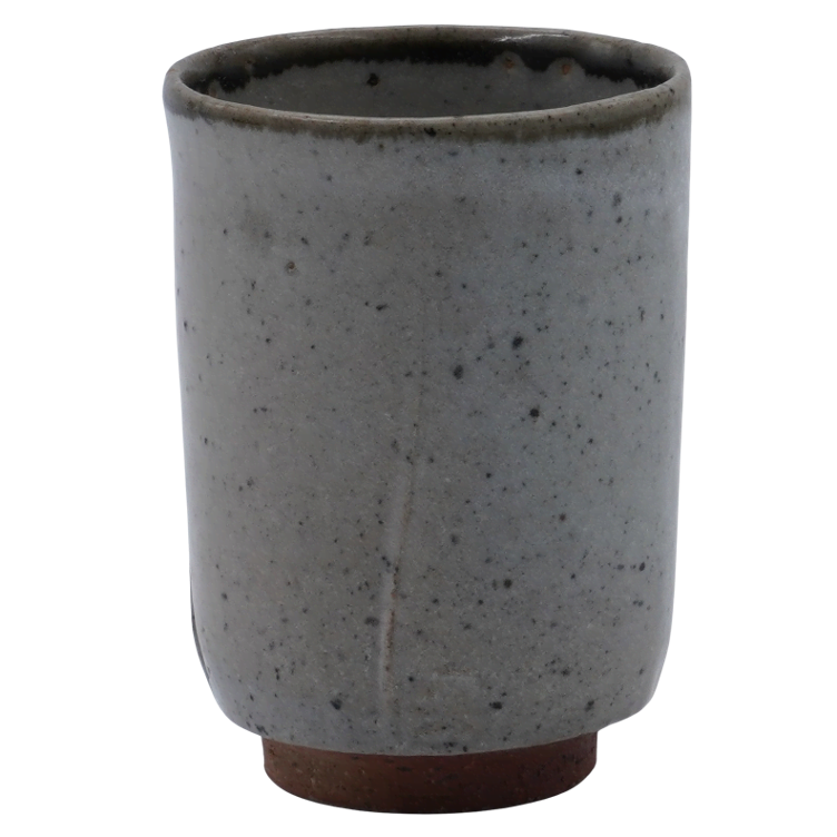Okamoto Karatsu kleine Teetasse grau, Schildmotiv