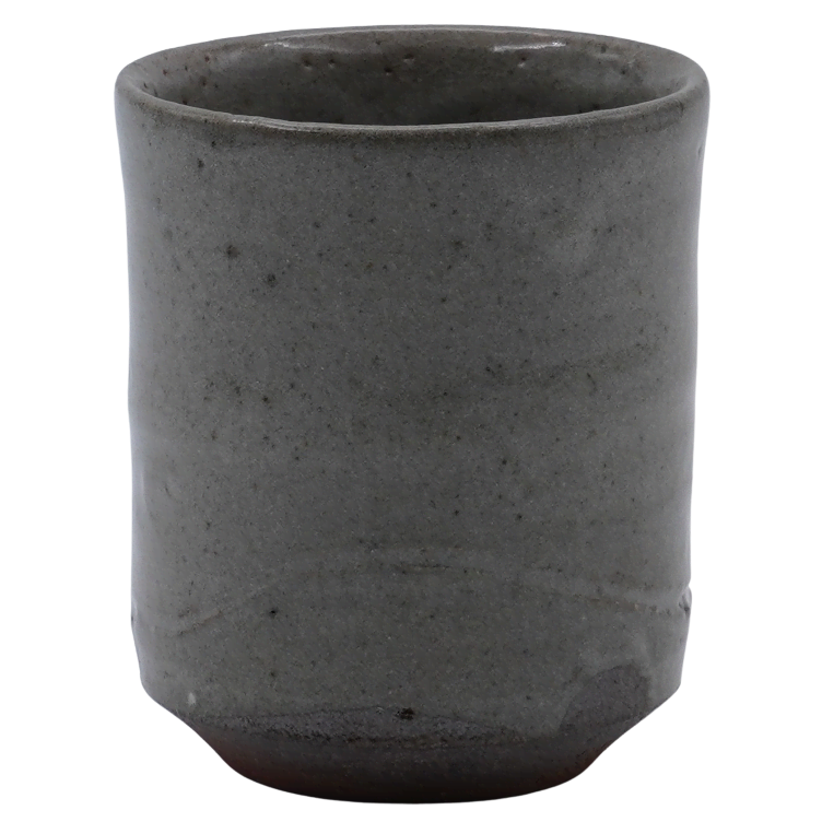 Okamoto Karatsu kleine Teetasse grau, Schildmotiv