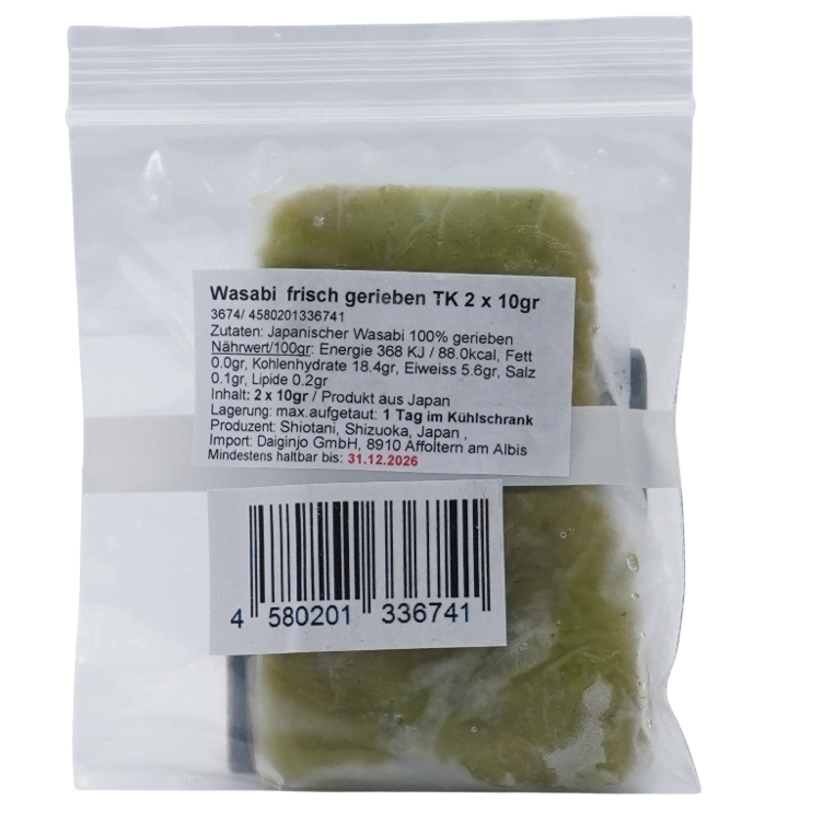 Freshly grated wasabi frozen