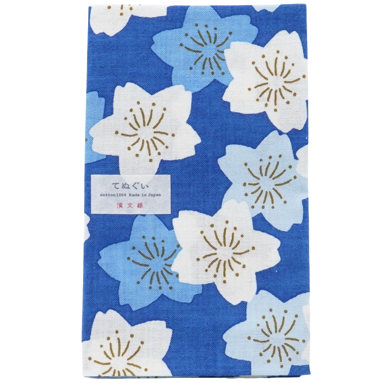 Tenugui Handtuch white flowers