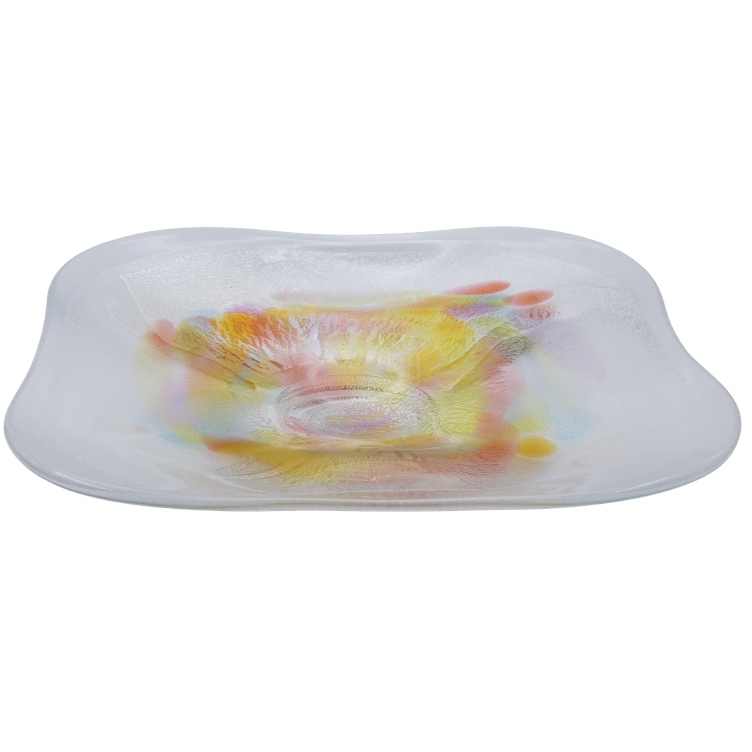 Ginsai plate out of glass Rainbow Design
