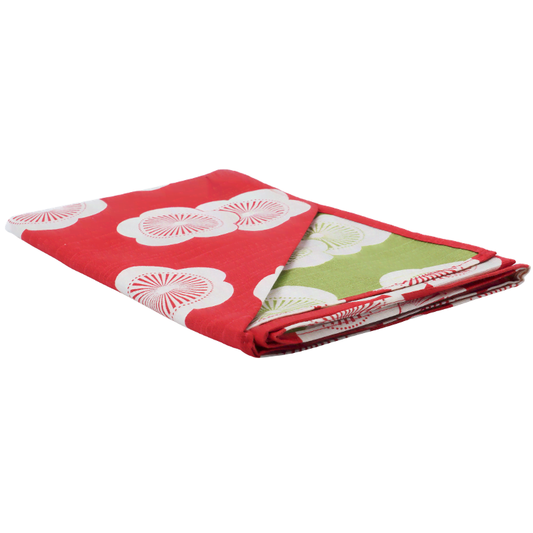 Furoshiki Scarf Double-Sided Ume Red-Green - 0