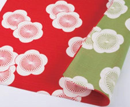 Furoshiki Scarf Double-Sided Ume Red-Green - 1