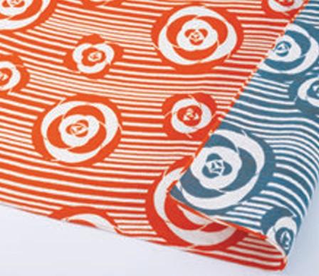Furoshiki cloth Double-Sided Tsubaki blue-orange - 1